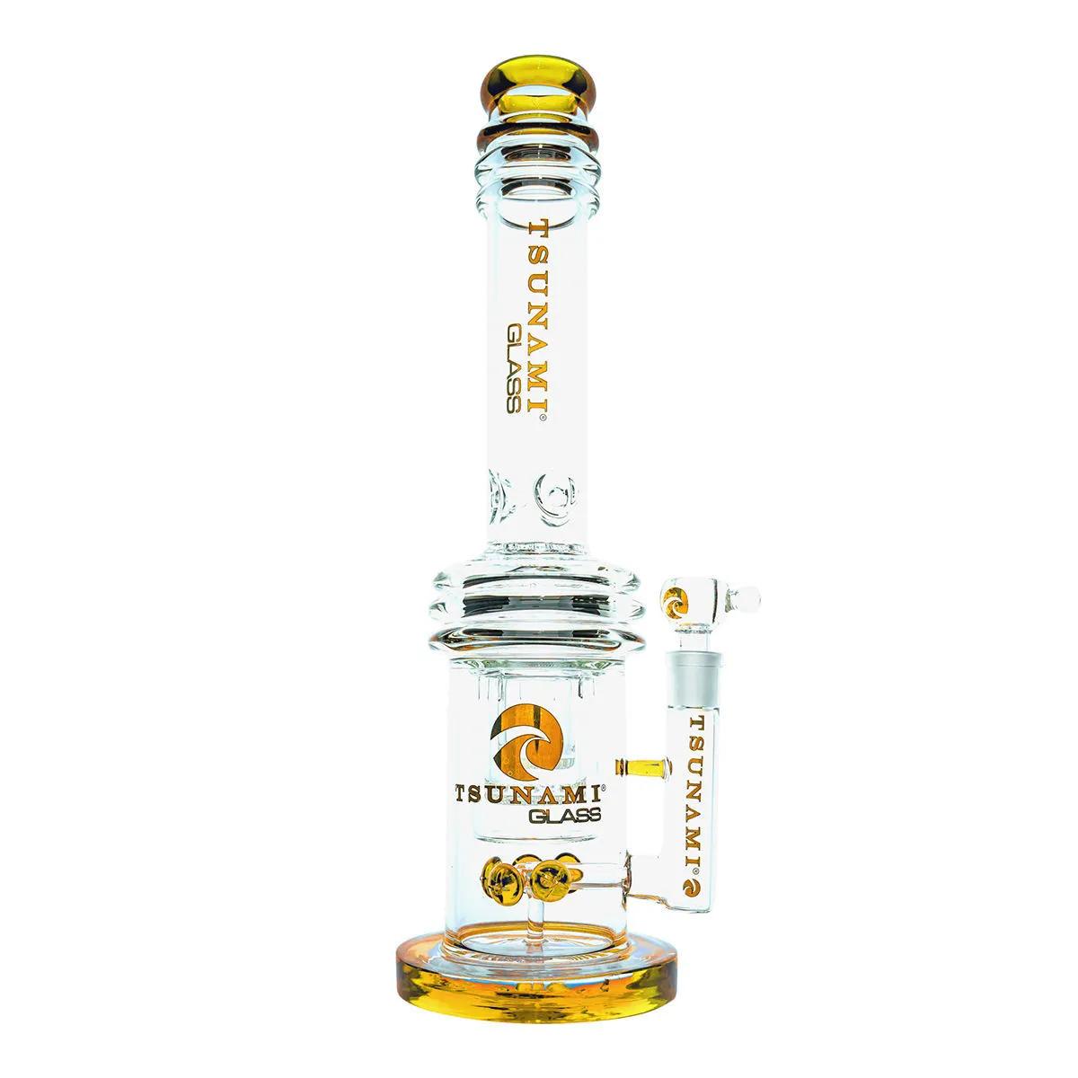 Bong Button con Doppio Percolatore a Nido d'Ape 16'' (Tsunami Glass)