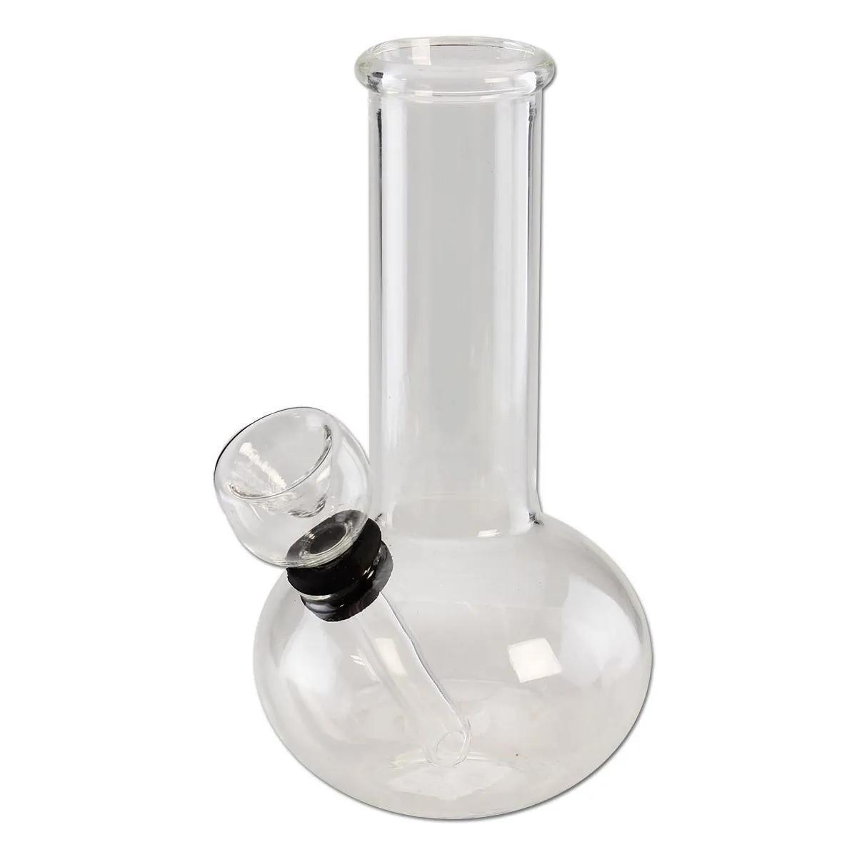 Mini Bong in Vetro Trasparente Black Leaf
