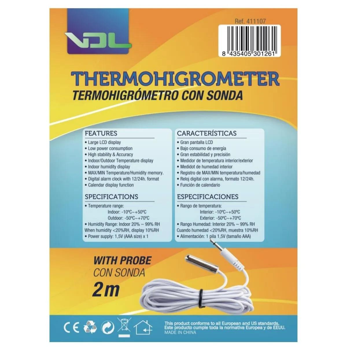 Termoigrometro con display grande (VDL)
