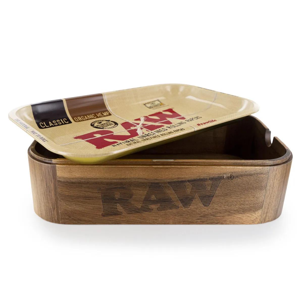 RAW Scatola Cache in Legno con Coperchio Vassoio