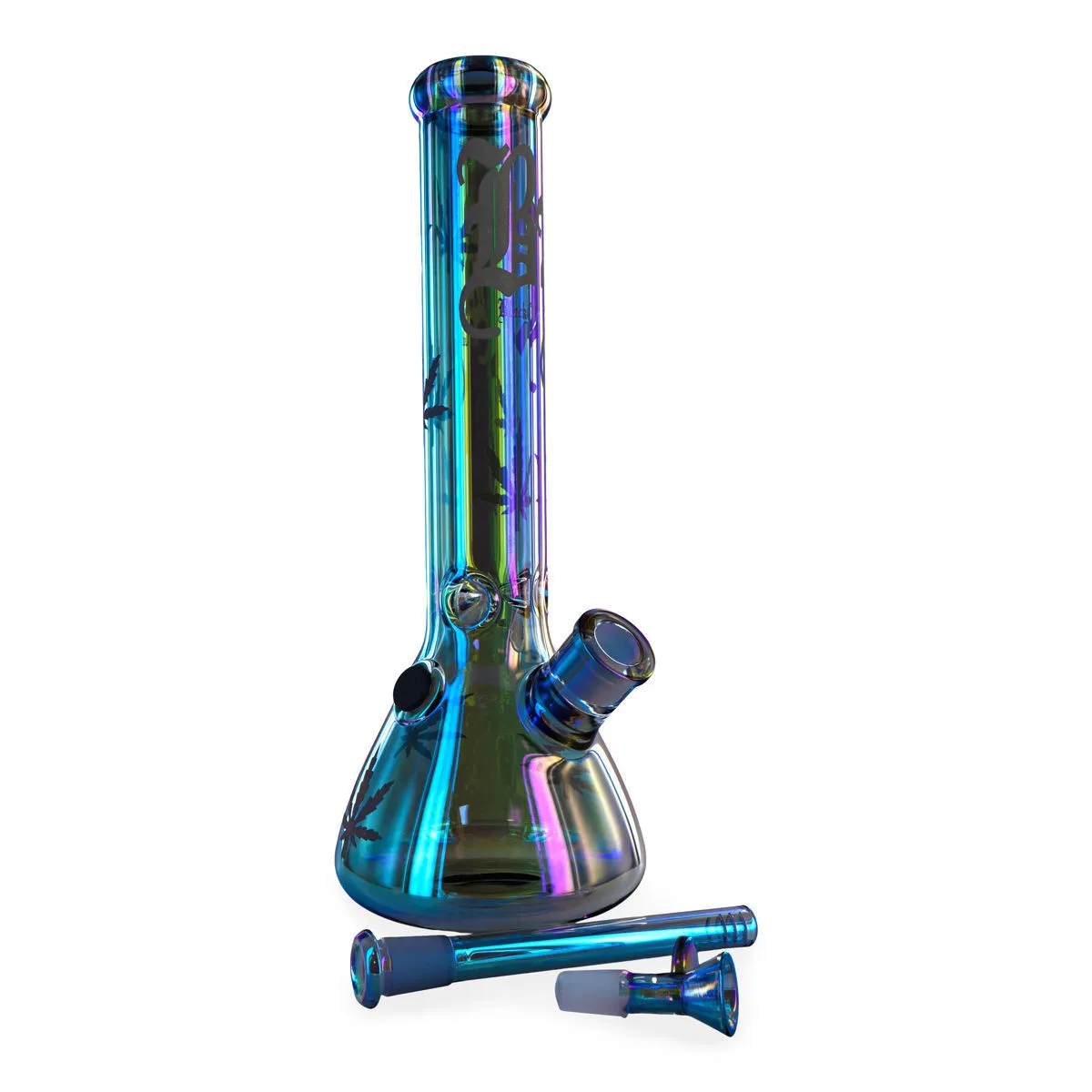 Black Leaf Beaker Ice Bong Rainbow — immagine 3