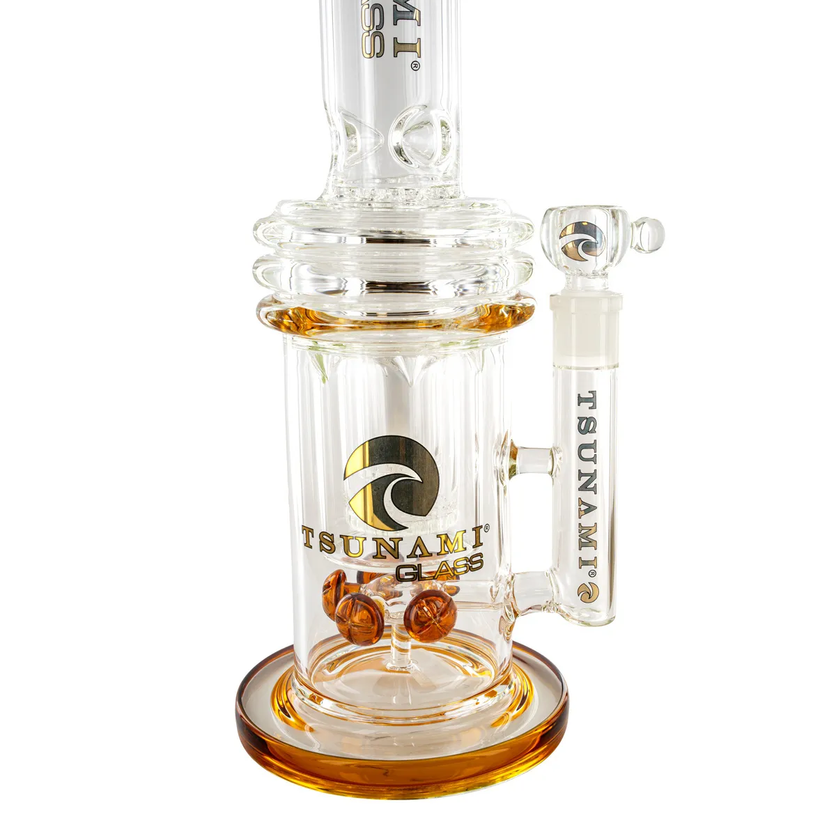 Bong Button con Doppio Percolatore a Nido d'Ape 16'' (Tsunami Glass) — immagine 3